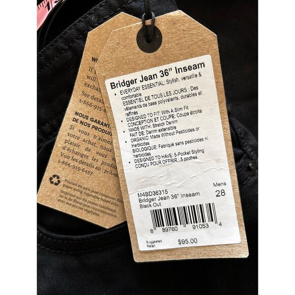New PrAna Bridger Slim Fit Jeans | Black Out | Actual Size 30x35 - Picture 10 of 10
